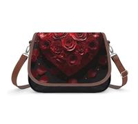 Small Crossbody Bag for Women Shoulder Handbag Lightweight Waterproof Crossbody Travel Purse Red Rose Love Heart Casual Mini Purse with Adjustable Strap