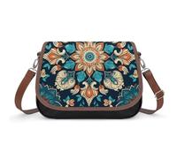 Small Crossbody Bag for Women Shoulder Handbag Lightweight Waterproof Crossbody Travel Purse Vintage Mandala Flowers Casual Mini Purse with Adjustable Strap
