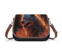 Small Crossbody Bag for Women Shoulder Handbag Lightweight Waterproof Crossbody Travel Purse Wolf Surrounded by Fire Casual Mini Purse with Adjustable Strap