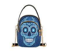Small Crossbody Bag for Women Trendy Lightweight durables Sugar Skull Blue