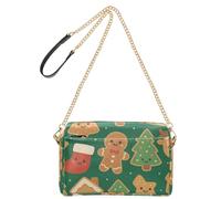 Small Crossbody Bag For Women Vegan Leather Croos Body Purses Waterproof Shoulder Hand Bag For Woman Christmas Cookies Pattern