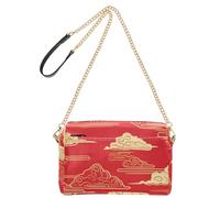 Small Crossbody Bag For Women Vegan Leather Womens Casual Purses Zip Shoulder Hand Bag For Woman Golden Cloud Pattern Art