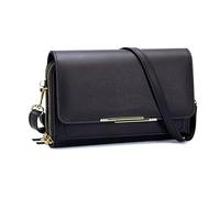 Small Crossbody Bag, PU Leather Cell Phone Purse with Credit Card Slots & Adjustable Strap, Wallet Purse for Women Ladies Girls - Black