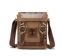 Small Crossbody Bag Retro Medieval Renaissance Leather Shoulder Bag Canvas Messenger Casual Daypack Rucksack Travel Tour Bag, Tree, S, Retro Casual
