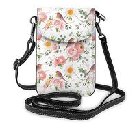 Small Crossbody Bags Floral Print Robin Bird Cell Phone Purse Woman Pu Leather Shoulder Bag Wallet Pouch Handbag