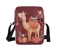Small Crossbody bags for Ladies Travel Shoulder Bag with Adjustable Strap School Business Travel Cute Camel Burgundy