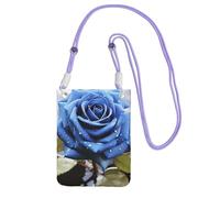 Small Crossbody Bags for Women Cell Phone Bag Mini Sling Bag Romantic Blue Rose Phone Purses Cellphone Wallet