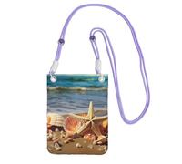 Small Crossbody Bags for Women Cell Phone Bag Mini Sling Bag Seashells on the Sandy Beach Phone Purses Cellphone Wallet