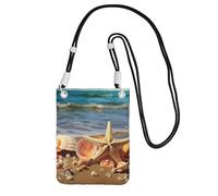 Small Crossbody Bags for Women Cell Phone Bag Mini Sling Bag Seashells on the Sandy Beach Phone Purses Cellphone Wallet