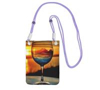 Small Crossbody Bags for Women Cell Phone Bag Mini Sling Bag Sunset Wine Glass Phone Purses Cellphone Wallet