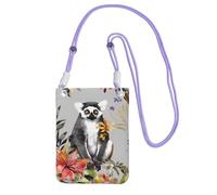Small Crossbody Bags for Women Cell Phone Purse Mini Cellphone Wallet Animals Lemur Flowers Pattern Cell Phone Bag