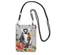 Small Crossbody Bags for Women Cell Phone Purse Mini Cellphone Wallet Animals Lemur Flowers Pattern Cell Phone Bag