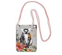 Small Crossbody Bags for Women Cell Phone Purse Mini Cellphone Wallet Animals Lemur Flowers Pattern Cell Phone Bag