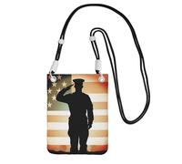 Small Crossbody Bags for Women Cell Phone Purse Mini Cellphone Wallet Thank You Soldier Saluting America Flag Cell Phone Bag