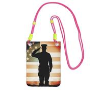 Small Crossbody Bags for Women Cell Phone Purse Mini Cellphone Wallet Thank You Soldier Saluting America Flag Cell Phone Bag