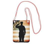 Small Crossbody Bags for Women Cell Phone Purse Mini Cellphone Wallet Thank You Soldier Saluting America Flag Cell Phone Bag