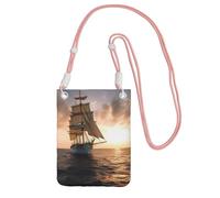 Small Crossbody Bags for Women Cell Phone Purse Mini Cellphone Wallet White Sailing Ship at Sunset Cell Phone Bag