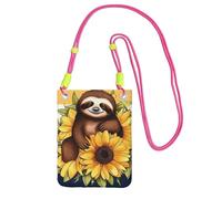 Small Crossbody Bags for Women Cell Phone Purse Waterproof Phone Bag Cartoon sloth sitting on sunflower Wallet Purses Fanny Pack