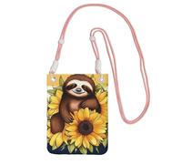 Small Crossbody Bags for Women Cell Phone Purse Waterproof Phone Bag Cartoon sloth sitting on sunflower Wallet Purses Fanny Pack