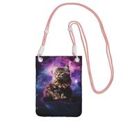 Small Crossbody Bags for Women Cell Phone Purse Waterproof Phone Bag Cat sitting inside nebula Wallet Purses Fanny Pack