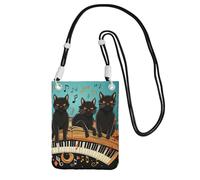Small Crossbody Bags for Women Cell Phone Purse Waterproof Phone Bag Cats lying on the piano keyboard Wallet Purses Fanny Pack, Black, One Size