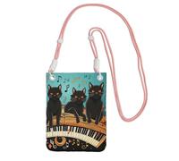 Small Crossbody Bags for Women Cell Phone Purse Waterproof Phone Bag Cats lying on the piano keyboard Wallet Purses Fanny Pack, Pink, One Size