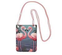 Small Crossbody Bags for Women Cell Phone Purse Waterproof Phone Bag Flock of Tropical Flamingos Wallet Purses Fanny Pack, Pink, One Size