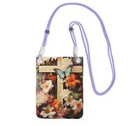 Small Crossbody Bags for Women Cell Phone Purse Waterproof Phone Bag Flower branches on the cross Wallet Purses Fanny Pack, Purple, One Size