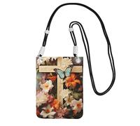 Small Crossbody Bags for Women Cell Phone Purse Waterproof Phone Bag Flower branches on the cross Wallet Purses Fanny Pack, Black, One Size