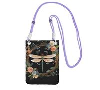 Small Crossbody Bags for Women Cell Phone Purse Waterproof Phone Bag Image of dragonfly in wreath Wallet Purses Fanny Pack, Purple, One Size
