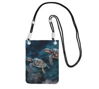 Small Crossbody Bags for Women Cell Phone Purse Waterproof Phone Bag Turtle swimming in the sea Wallet Purses Fanny Pack, Black, One Size