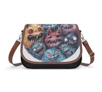 Small Crossbody Bags for Women Circle of Cartoon Monsters Leather Shoulder Bag with Adjustable Strap Clutch Tote Handbags Stylish Hobo Purse