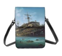 Small Crossbody Bags For Women Girl, Abandoned Cruise Ship At Sea Cell Phone Purse Pu Leather Wallet Bag With Shoulder Strap