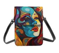 Small Crossbody Bags For Women Girl, Abstract Colored Woman Face Cell Phone Purse Pu Leather Wallet Bag With Shoulder Strap