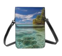 Small Crossbody Bags For Women Girl, Aitutaki Lagoon, Cook Islands Cell Phone Purse Pu Leather Wallet Bag With Shoulder Strap