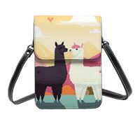 Small Crossbody Bags For Women Girl, Alpacas In Love In The Mountains Cell Phone Purse Pu Leather Wallet Bag With Shoulder Strap