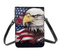 Small Crossbody Bags For Women Girl, America Us Flag Bald Eagle Cell Phone Purse Pu Leather Wallet Bag With Shoulder Strap
