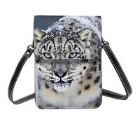 Small Crossbody Bags For Women Girl, Blue Eyed Snow Leopard Cell Phone Purse Pu Leather Wallet Bag With Shoulder Strap