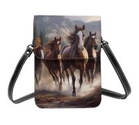 Small Crossbody Bags For Women Girl, Horses Cell Phone Purse Pu Leather Wallet Bag With Shoulder Strap