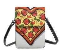 Small Crossbody Bags For Women Girl, I Love Pizza Heart Cell Phone Purse Pu Leather Wallet Bag With Shoulder Strap