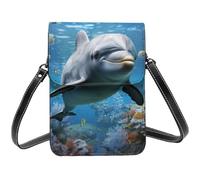 Small Crossbody Bags For Women Girl, Ocean Dolphin Looking At You Cell Phone Purse Pu Leather Wallet Bag With Shoulder Strap