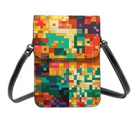 Small Crossbody Bags For Women Girl, Pixel Art Pattern Cell Phone Purse Pu Leather Wallet Bag With Shoulder Strap