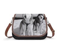Small Crossbody Bags for Women Husky Dogs Snow Leather Shoulder Bag with Adjustable Strap Clutch Tote Handbags Stylish Hobo Purse