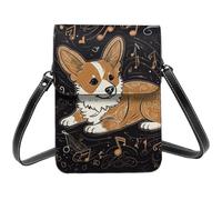 Small Crossbody Bags for Women Mini Phone Purse Leather Cell Phone Wallet | Women'S Shoulder Handbags Corgi Who Loves Music Crossbody Phone Bags With Adjustable Strap