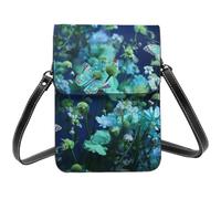 Small Crossbody Bags for Women Mini Phone Purse Leather Cell Phone Wallet | Women'S Shoulder Handbags Green Butterfly And Blue Flowers Crossbody Phone Bags With Adjustable Strap