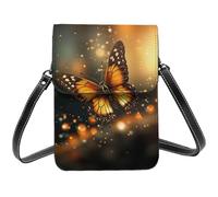 Small Crossbody Bags For Women, Orange Butterfly Cell Phone Purse Pu Leather Wallet Bag With Shoulder Strap