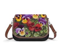 Small Crossbody Bags for Women Pansy Perfection Leather Shoulder Bag with Adjustable Strap Clutch Tote Handbags Stylish Hobo Purse