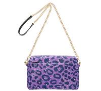 Small Crossbody Bags for Women Vegan Leather Croos Body Bags Zipper Shoulder Bag for Travel Fake Glitter Leopard Print Lavender