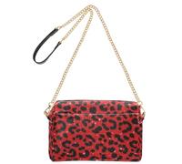 Small Crossbody Bags for Women Vegan Leather Women Zipper Crossbody Bags for Travel Fake Glitter Leopard Print Red