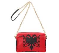 Small Crossbody Bags For Women Vegan Leather Women's Cross Body Purse Waterproof Woman Shoulder Handbags, Vector Image Albania Flag, 9.6" x 3.3" x 6.3"